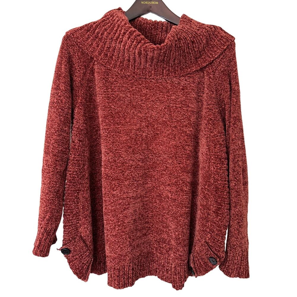 Soft Surroundings Cowl Neck Knit‎ Sweater Button Accents Size Medium